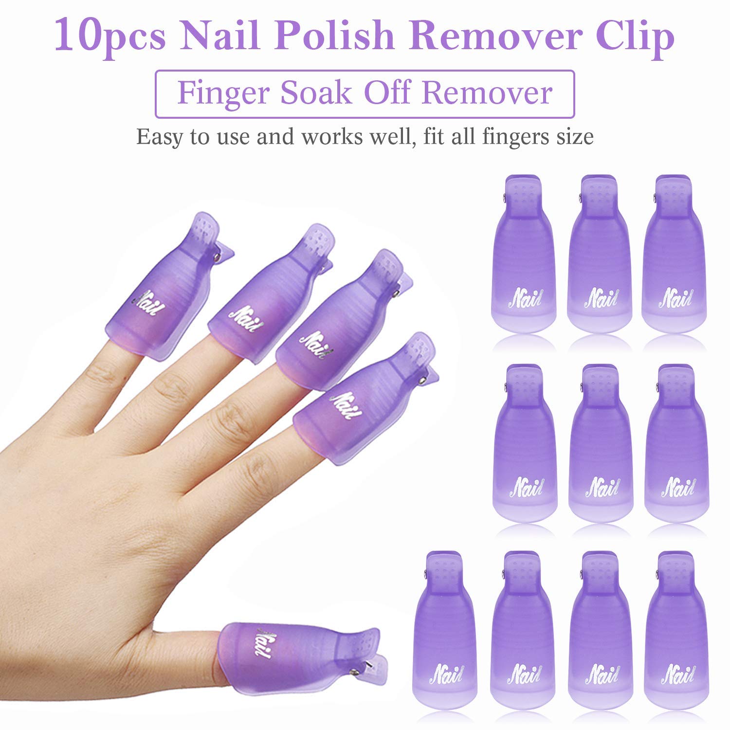 Nail Art Ideas - 10 Stück Kunststoff-Nagelkappen zum Einweichen, UV-Gel-Lackentferner-Clips,
