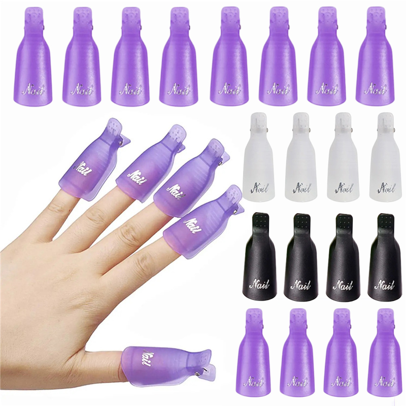 Nail Art Ideas - 10 Stück Kunststoff-Acryl-Nagelkunst-Entfernungsclips für UV-Gel-Nagellack, Werkzeug