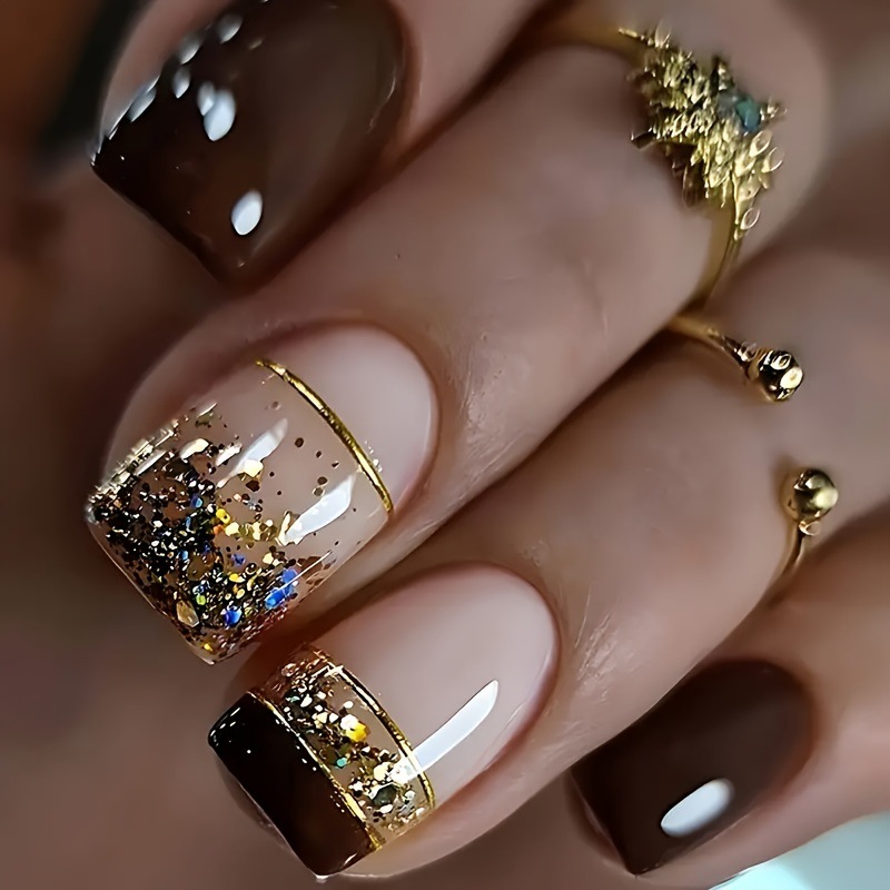 Kurze, quadratische Kunstnägel – Nail Art Glitter Bewertung und Preis